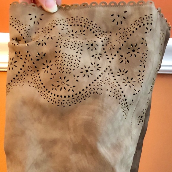 Tall Tan Cutout Buckle Boots - Picture 8 of 8